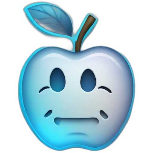 Apple Logo mit blauen neon licht emoji