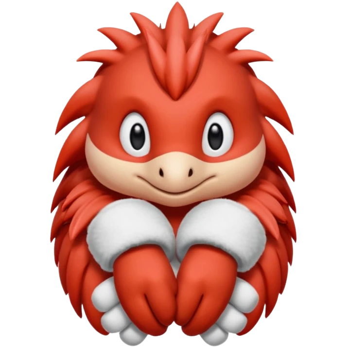 knuckles a red animal with peach arms and white mittens that have no fingers , he’s a echidna with red eyes emoji