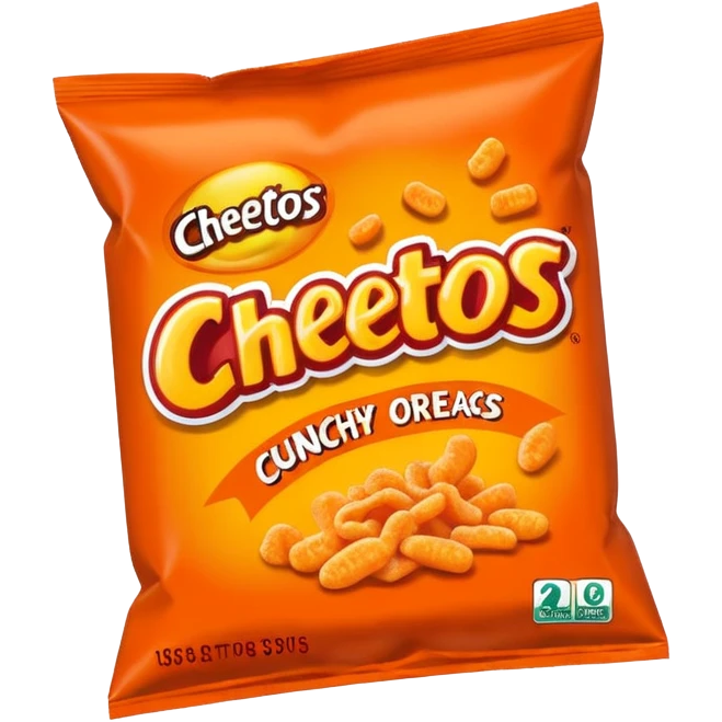 Draw a pack of Cheatos with bright orange-red packaging & crunchy snacks spilling out. emoji