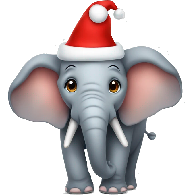 elephant with a chrismas hat emoji