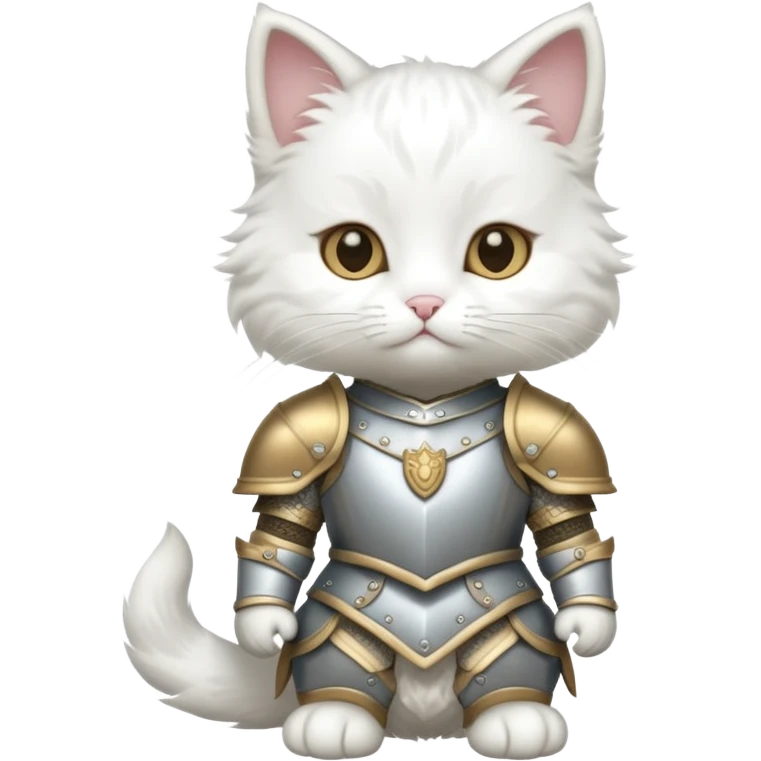 baby white cat in armor, full body emoji