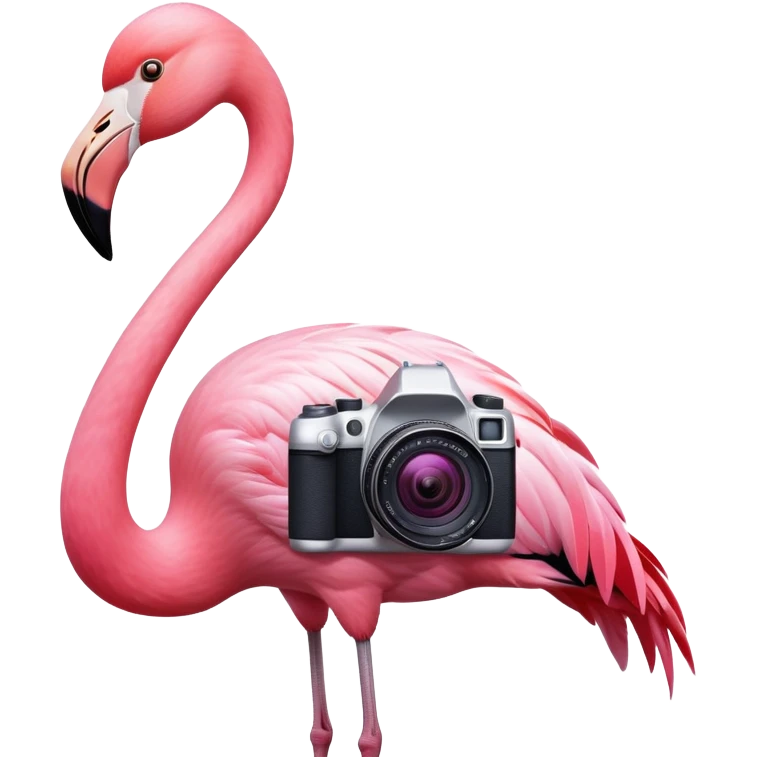 Flamingo mit Kamera um den Hals emoji