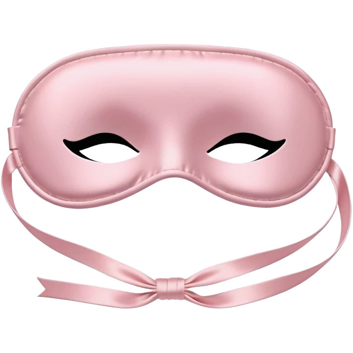 Powder pink satin sleep mask, with ribbon, no eyes emoji