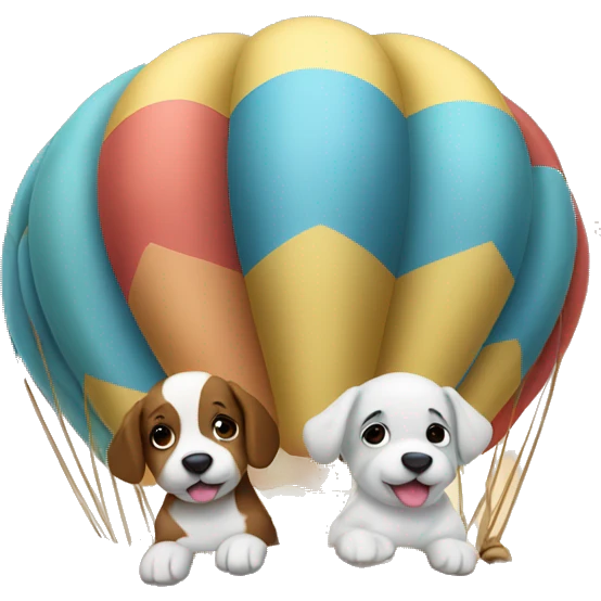 Puppies riding in a hot air balloon. emoji