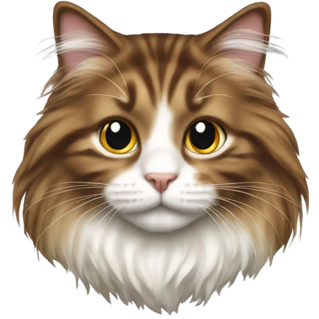 Realistic cat long hair brown white emoji