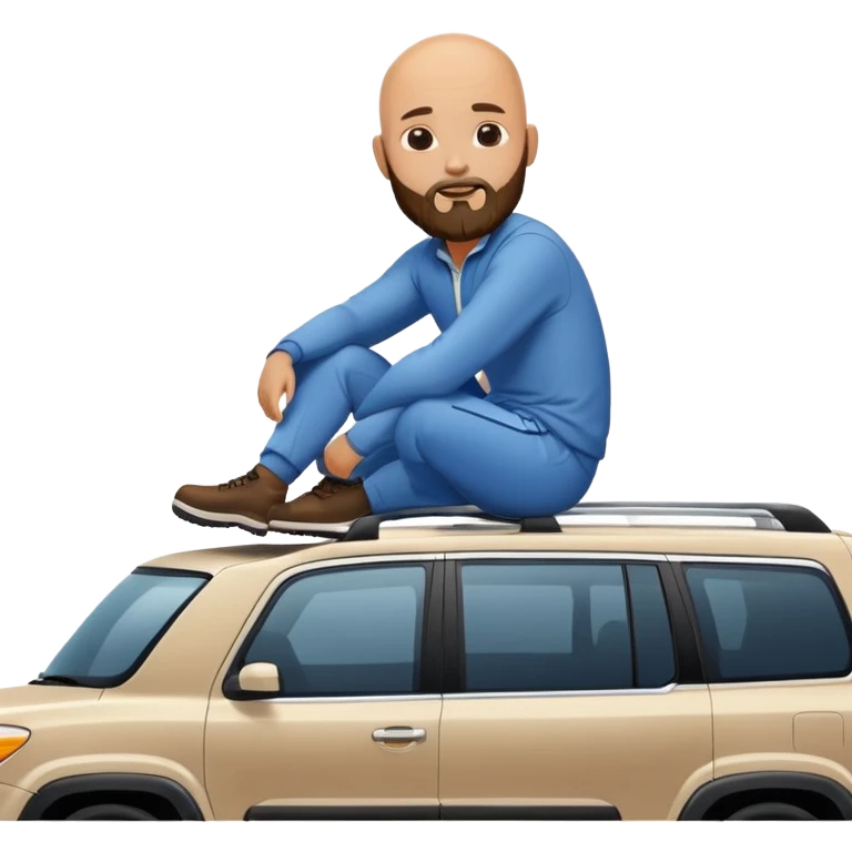 bald man with beard sitting on top of a Kia Mohave SUV emoji