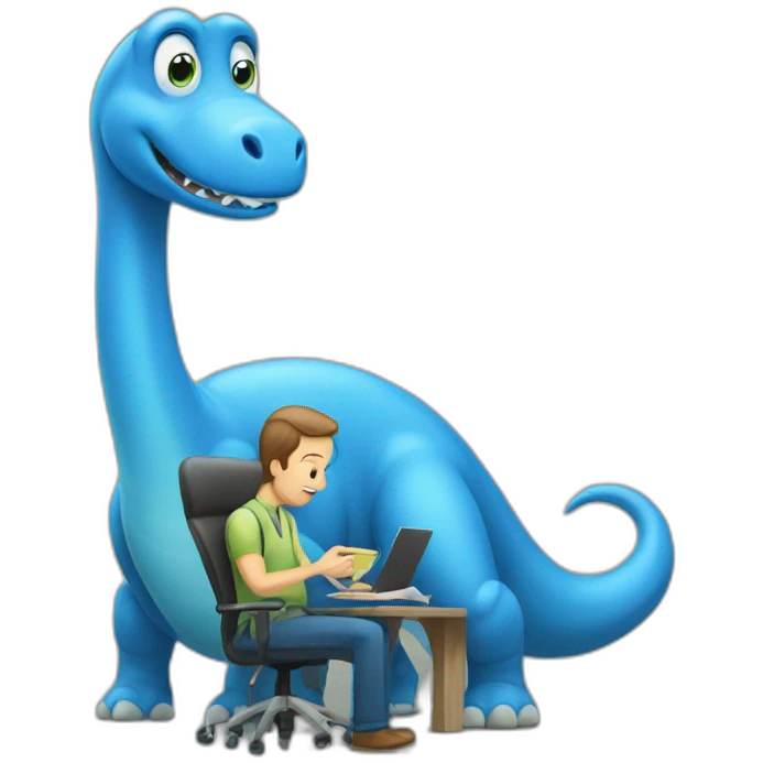 Multitasking Blue Brontosaurus emoji