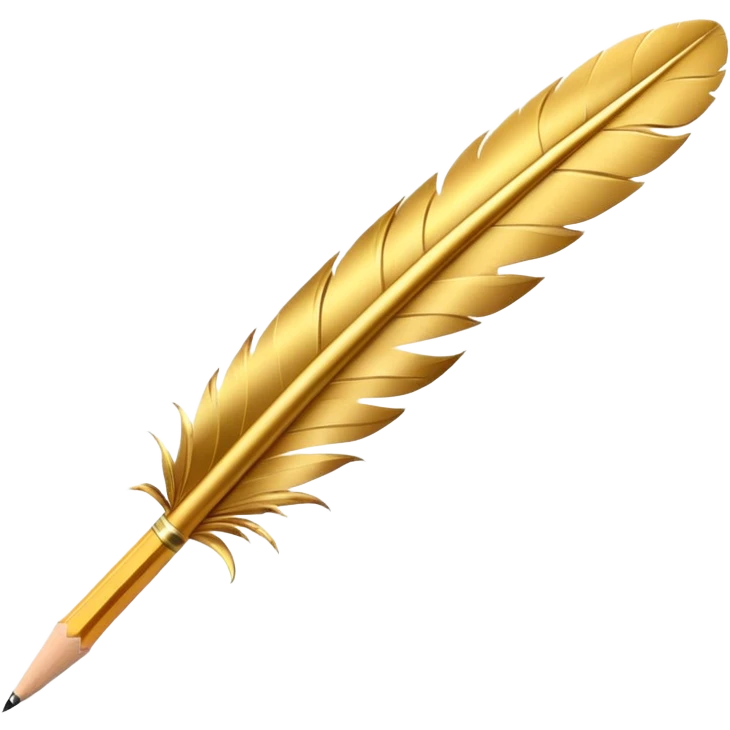 3D perspective Premium golden feather pencil emoji
