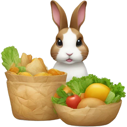 Dutch rabbit with food emoji