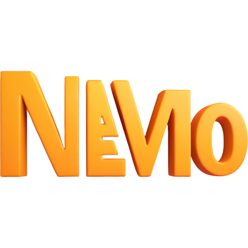 the word 'nuevo' in large letters with 3D effect, projected shadow, elegant style, light background emoji