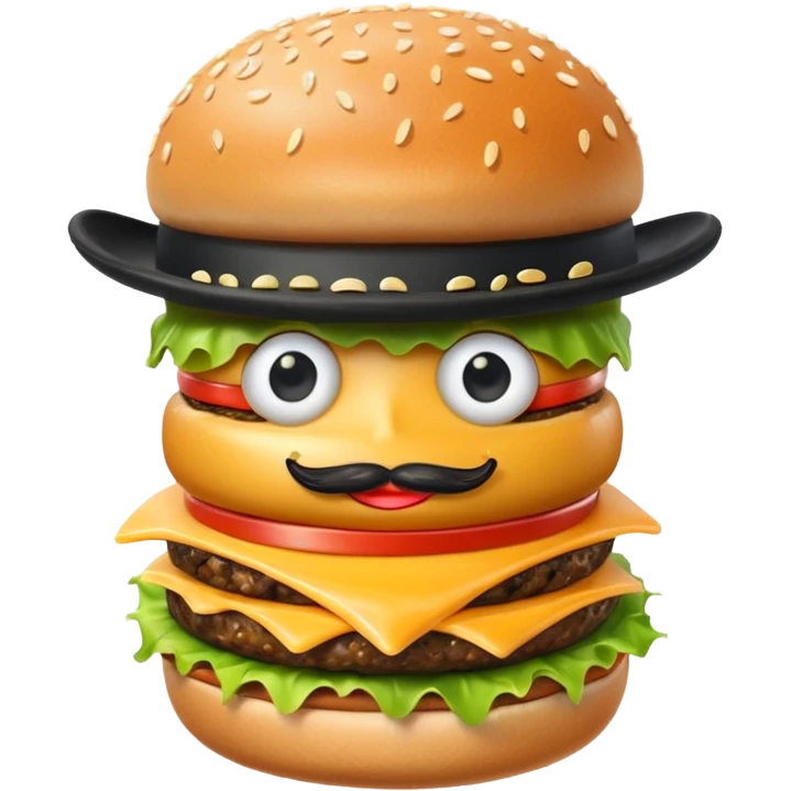 A burger with a top hat emoji