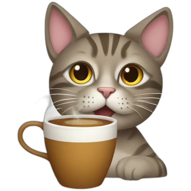 cat drinking coffee emoji