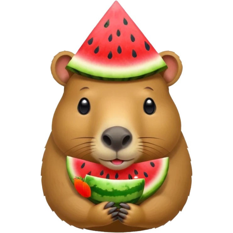 Capybara with watermelon on there head cute emoji