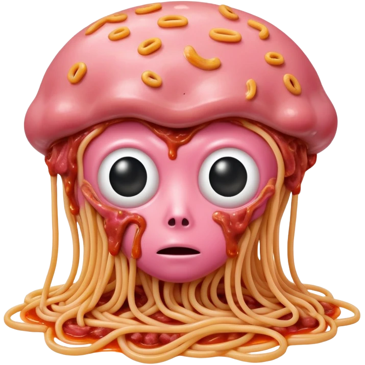  SPAM meat melted pink dripping sauce spaghetti alien portrait emoji