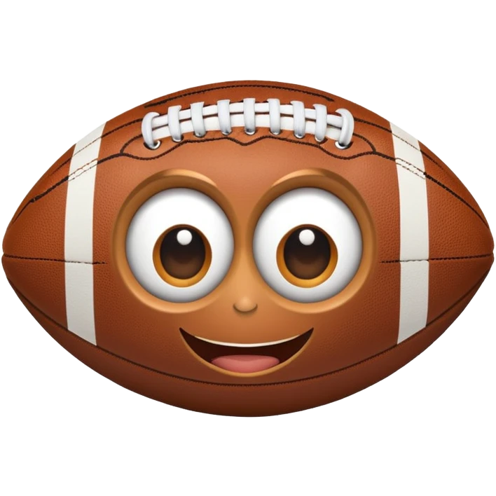 An American football with big eyes and cute smile emoji
