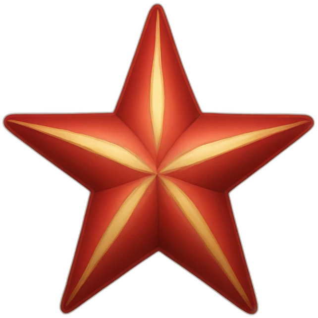 Red star with letter P and T together in the center of the star emoji