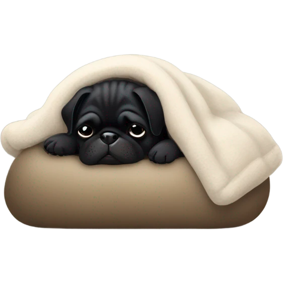 Black pug sleeping emoji