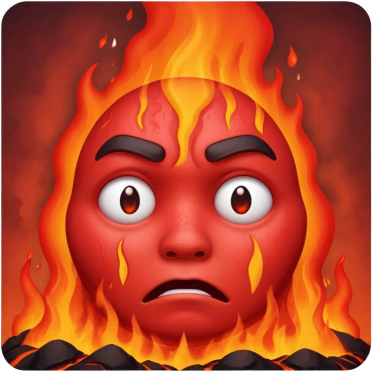 make this image with a sad face thats red with lava and steam coming from the head emoji