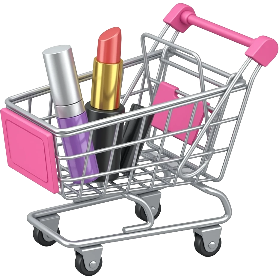 Cosmetics shopping hand cart pink emoji