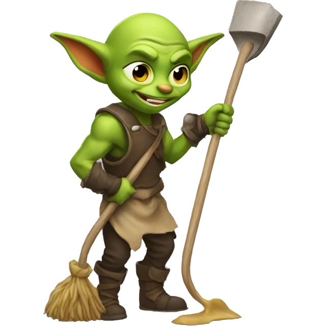 Goblin cleaning cat poop emoji