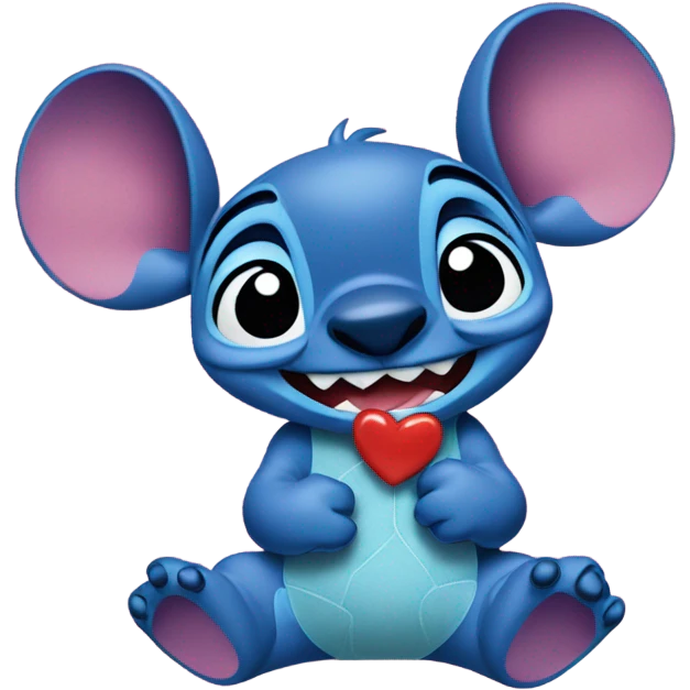 Stitch from lilo and stitch with love hearts emoji