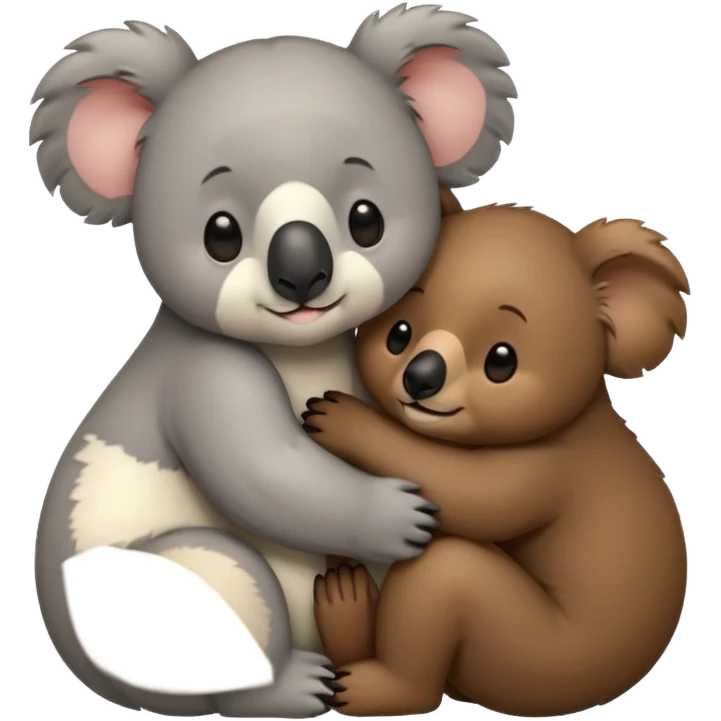 Koala snuggles with bear  emoji