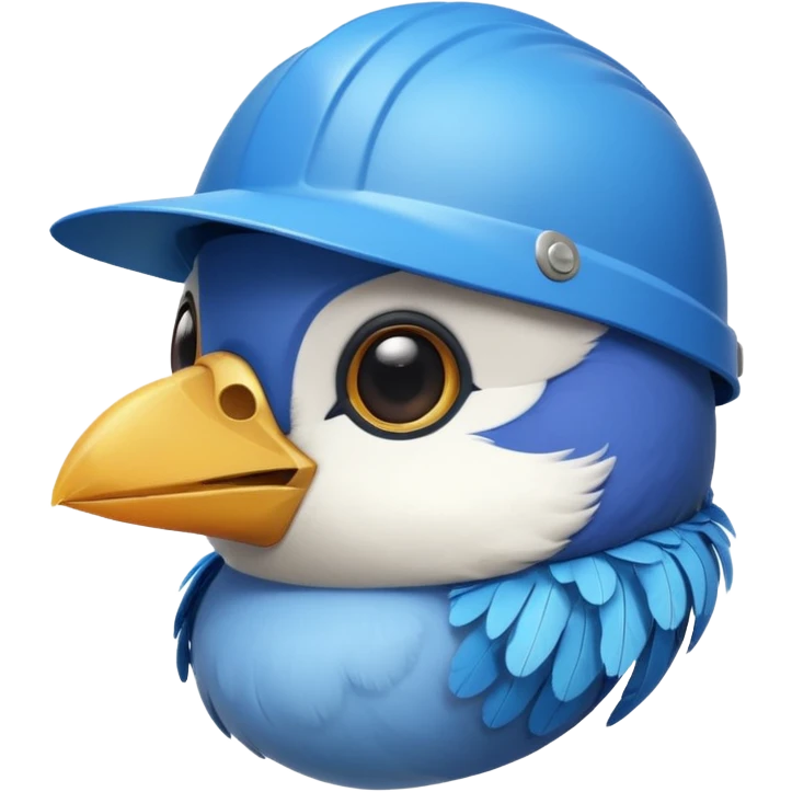 cute toon bird with helmet emoji