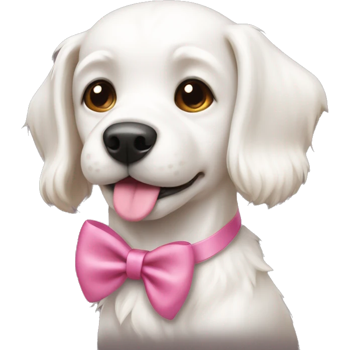 White dog with pink bow  emoji