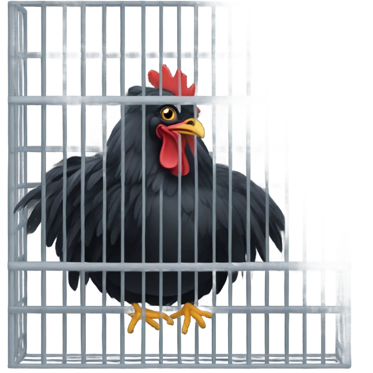Black chicken in Cage emoji
