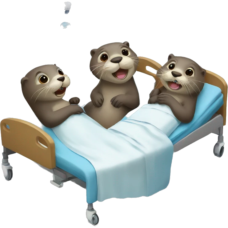 Three otters in a hospital emoji