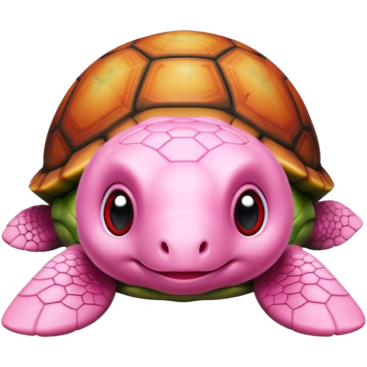 cute turtle plushie with light pink skin and red shell emoji