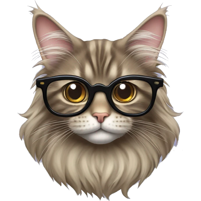maine coon cat with harry potter style glasses emoji