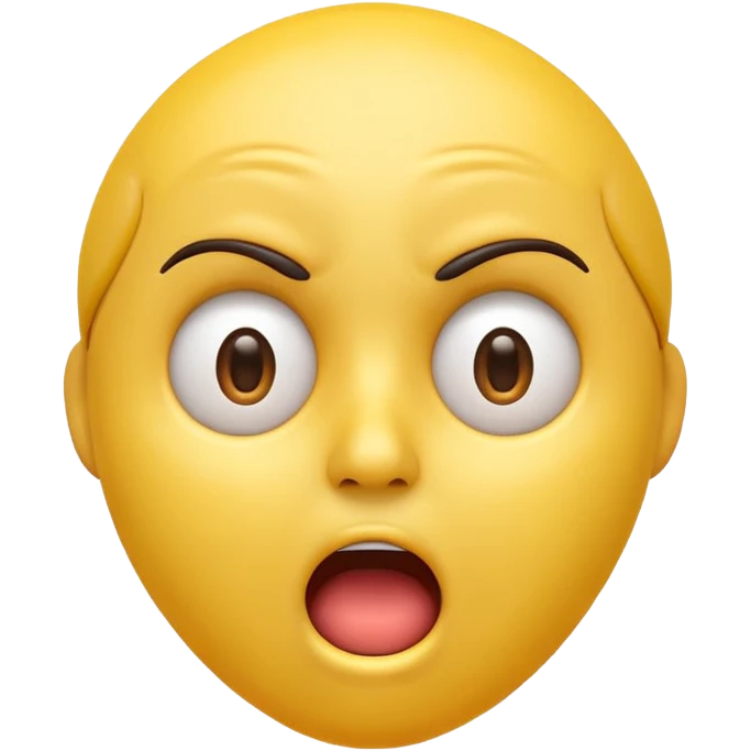 A 3D glossy yellow emoji of a shocked horrified face, with mouth and eyes are wide open, eyebrows  raised, and hands against their face, black background, high quality, soft studio lighting emoji