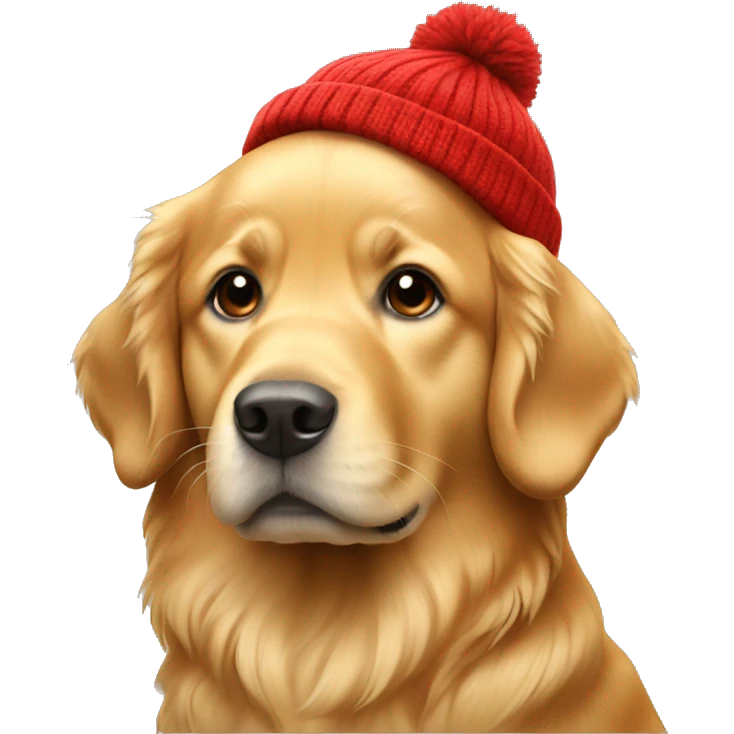 Golden retriever with red beanie emoji
