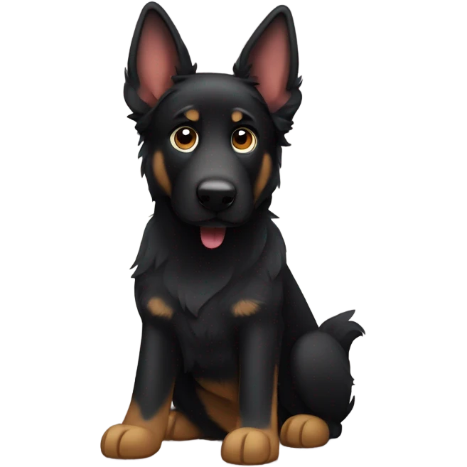Black German shepherd with floppy ears emoji