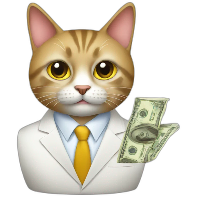 Cat with suits and money emoji