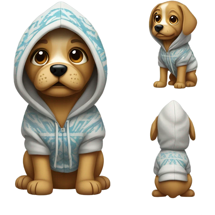 Dog wearing hoodie emoji