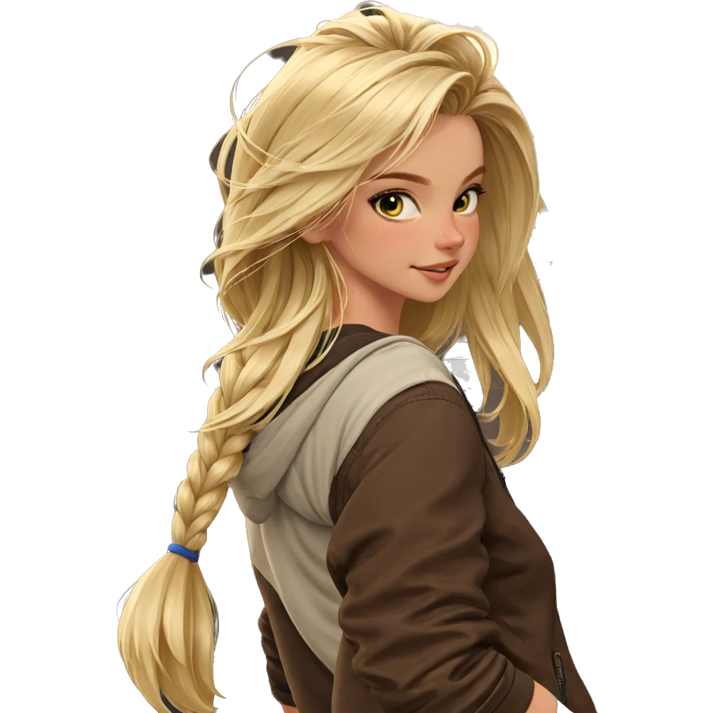 blonde girl on outdoor stairs emoji