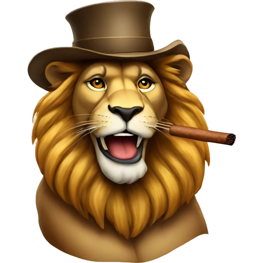 Lion smoking a cigar with a hat emoji