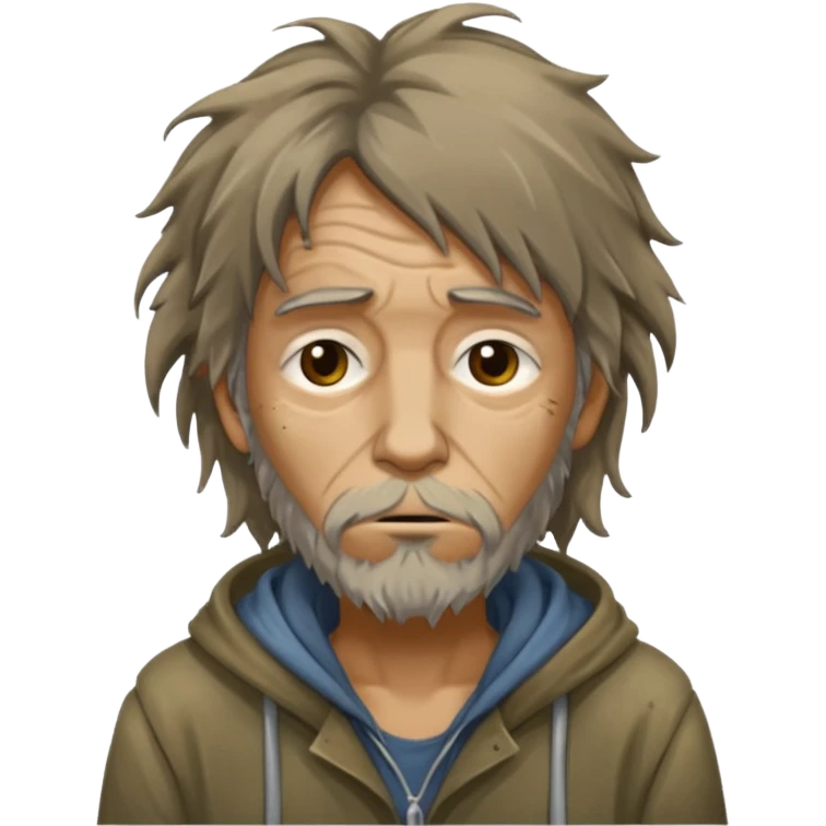 very dirty looking homeless person very very dirty and smelly looking face only emoji