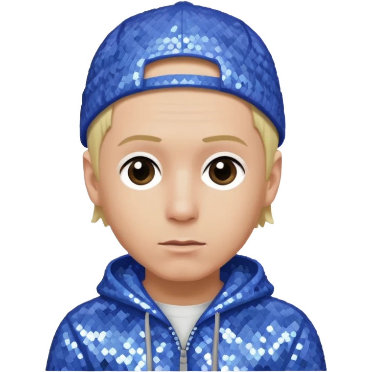 Eminem with blonde hair, periwinkle sequin outfit  emoji