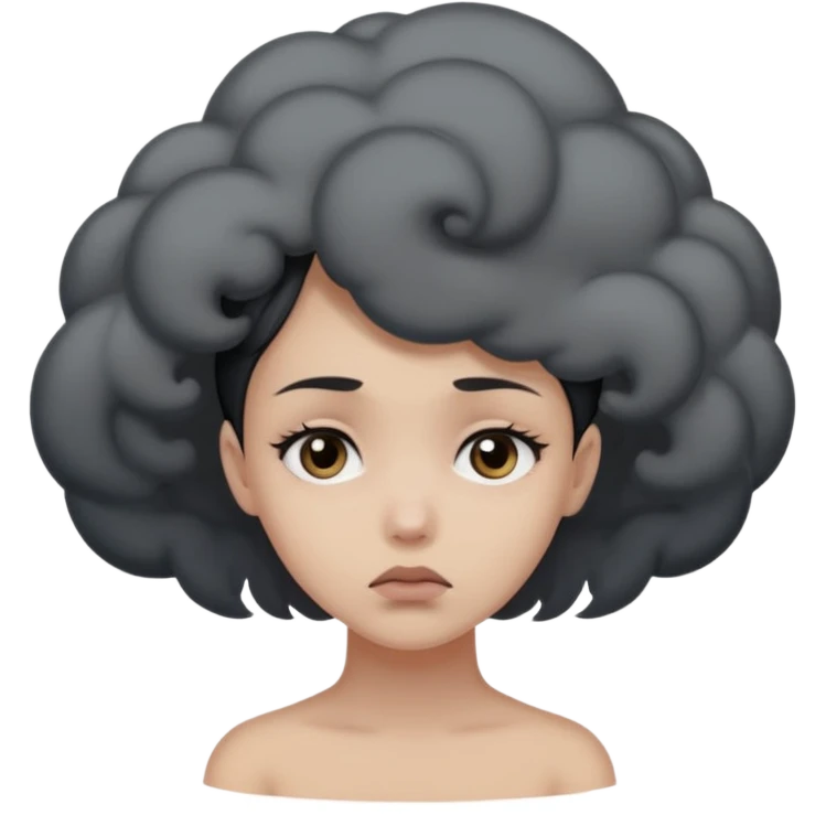 девушка, в голове черное облако мрачных мыслей  emoji