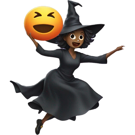 Flying witch throwing candy emoji