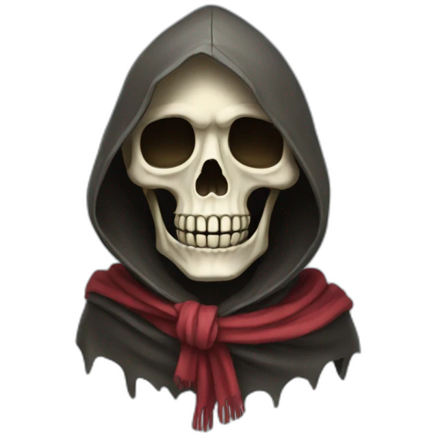 hooded skeleton with scarf emoji