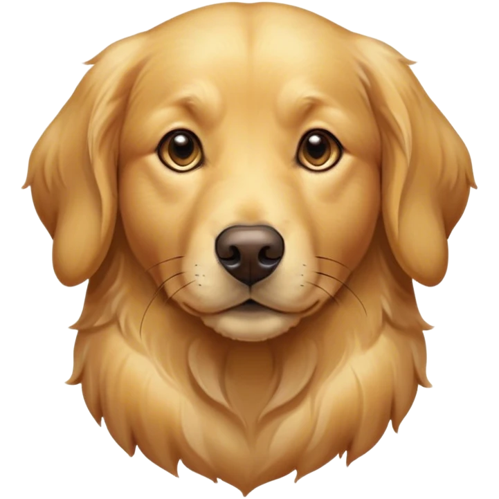 Cinematic Noble Golden Retriever Portrait Emoji, Poised and regal, with a strong, athletic build and a lustrous, well-groomed golden coat, deep-set soulful brown eyes, Simplified yet sharp and sophisticated features, highly detailed, glowing with a soft, dignified glow, high shine, intelligent and friendly, stylized with an air of warmth, focused and attentive, soft glowing outline, capturing the essence of a watchful and confident companion, so majestic it feels as though it could bound out of the screen with effortless authority! emoji