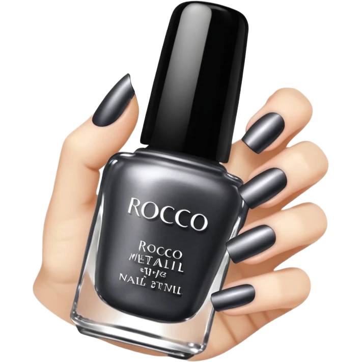 Dark grey metallic rococo style nail polish    emoji