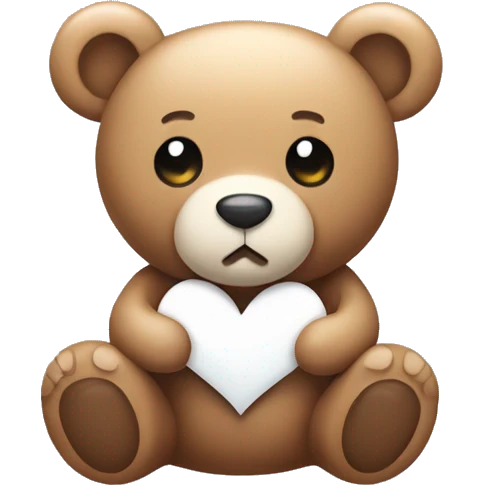 teddy bear with a white heart in his hands and a bow in its hair/ear emoji
