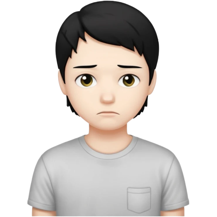 sad student black hair emoji