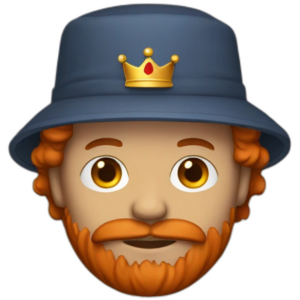 Man with red beard crown bucket hat emoji