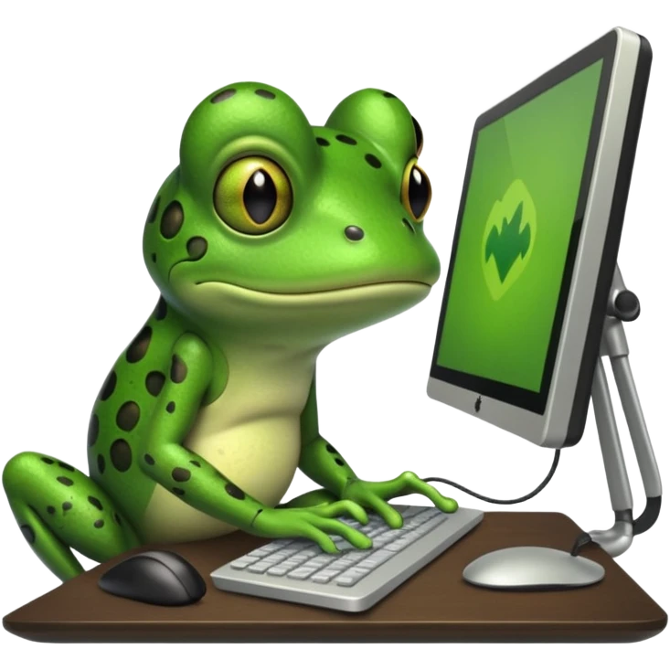 frog png with desktop computer works deeply emoji